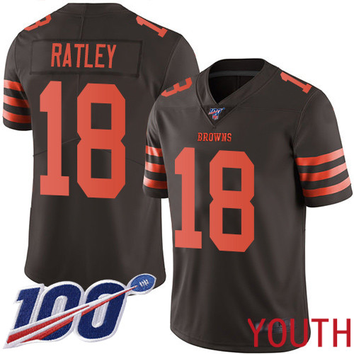 Cleveland Browns Damion Ratley Youth Brown Limited Jersey #18 NFL Football 100th Season Rush Vapor Untouchable